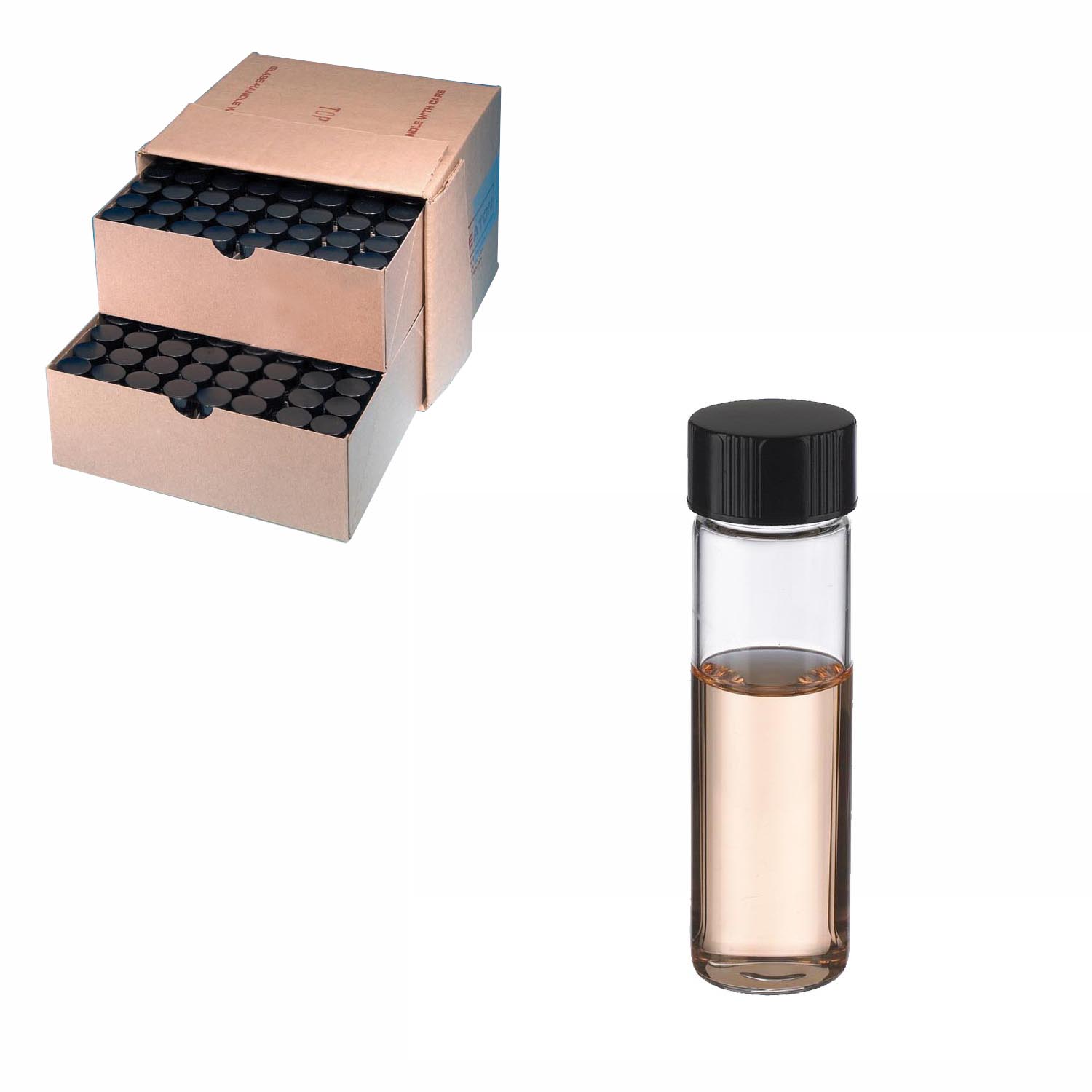 WHEATON 取樣瓶 16 mL 標準瓶 無色透明 黑色酚醛樹脂蓋 PTFE表面的橡膠蓋墊 144 個/盒