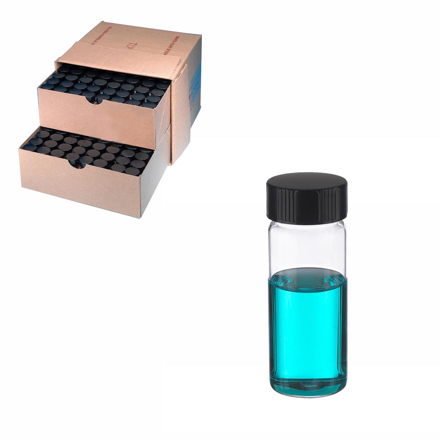 WHEATON 取樣瓶 25 mL 標準瓶 無色透明 黑色酚醛樹脂蓋 14B橡膠蓋墊 72 個/盒