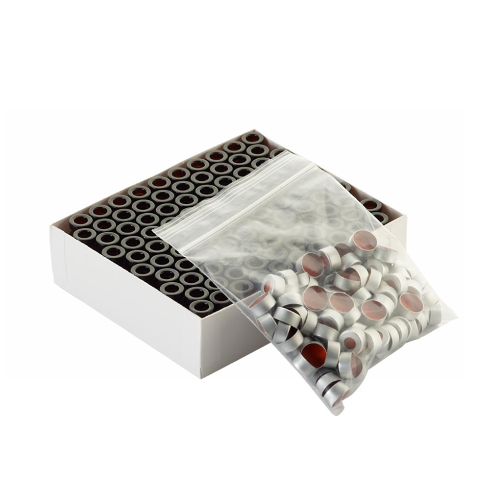 WHEATON 壓蓋小瓶方便包 棕色瓶 自然色瓶蓋 PTFE/硅樹脂蓋墊 100個/盒