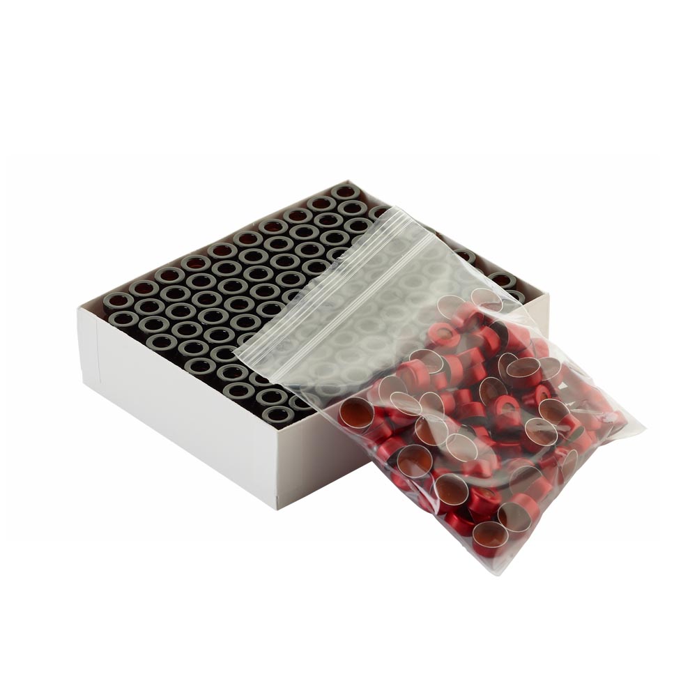 WHEATON 壓蓋小瓶方便包 棕色瓶 紅色瓶蓋 PTFE/紅色橡膠蓋墊 100個/盒