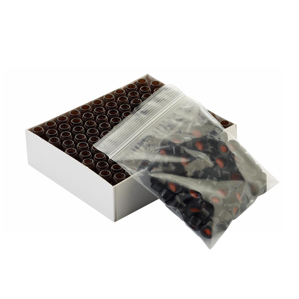 WHEATON 棕色瓶帶書(shū)寫(xiě)膜 黑色瓶蓋 紅色PTFE/白色硅樹(shù)脂蓋墊 100個(gè)/盒