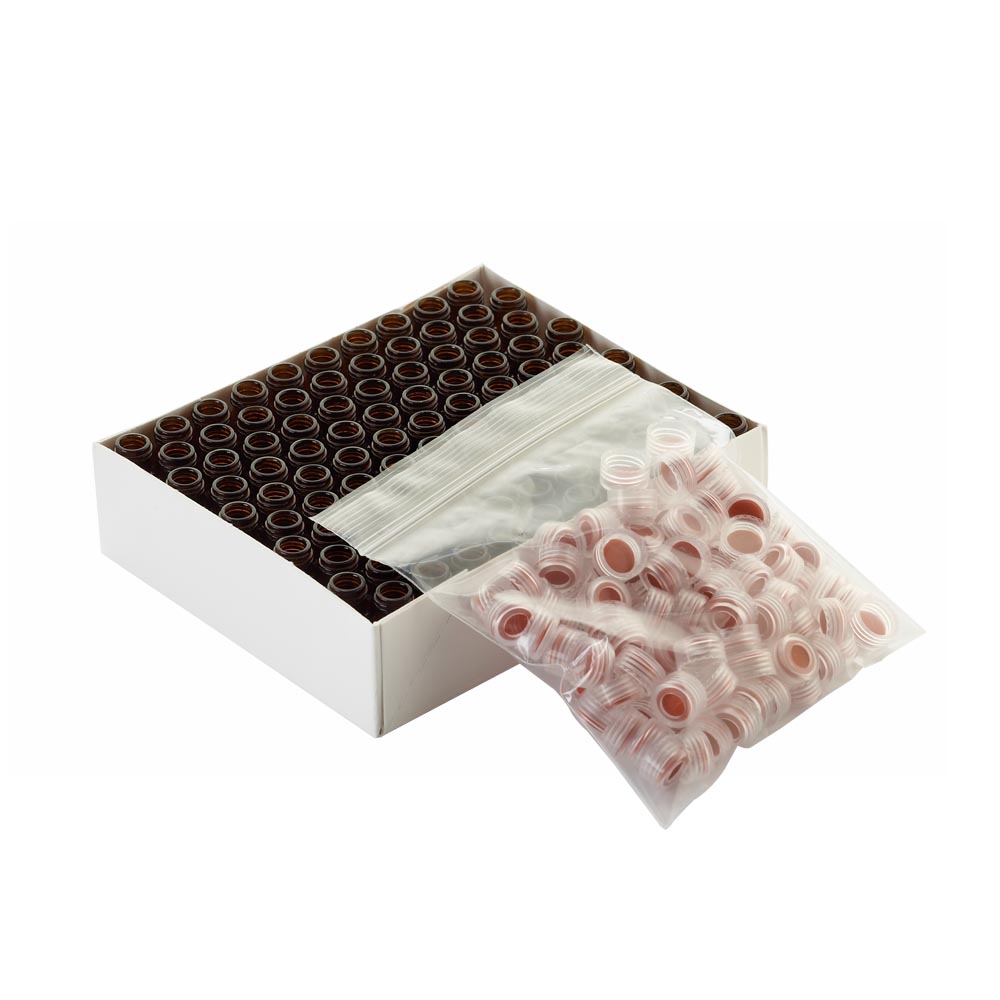 WHEATON 棕色瓶 自然色瓶蓋 紅色PTFE/白色硅樹(shù)脂/紅色PTFE蓋墊 100個(gè)/盒