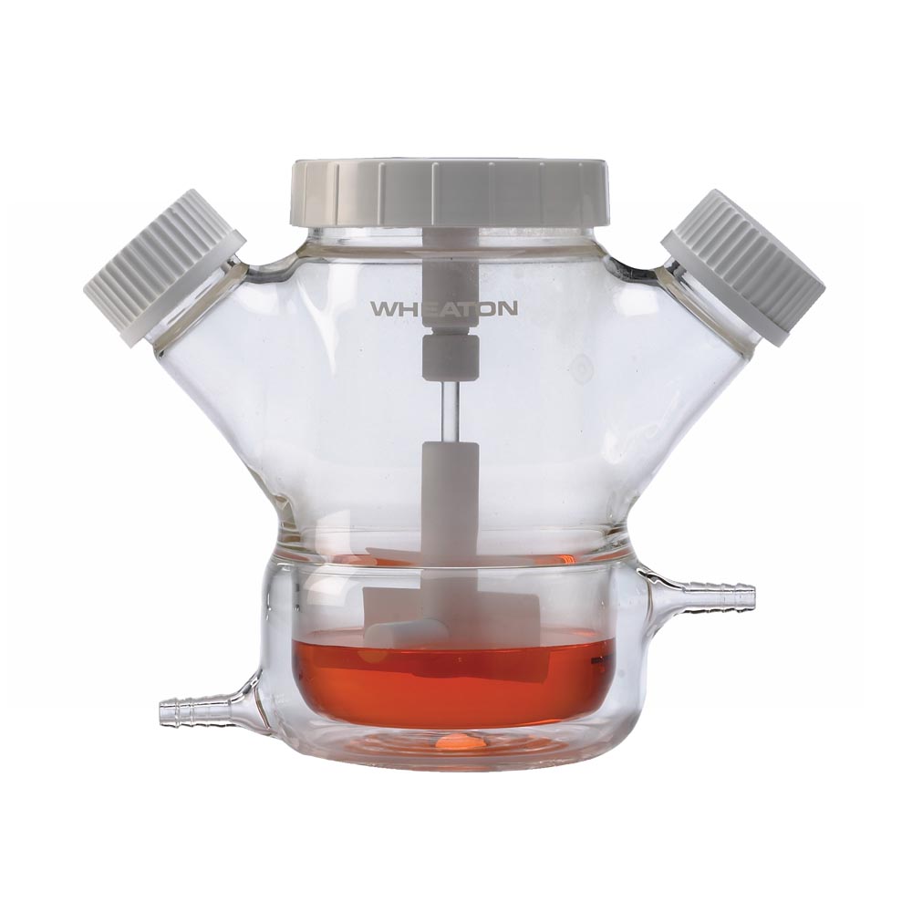 WHEATON Celstir夾套雙側臂細胞培養瓶 250mL，頂蓋尺寸51-400，側蓋尺寸33-430 1個