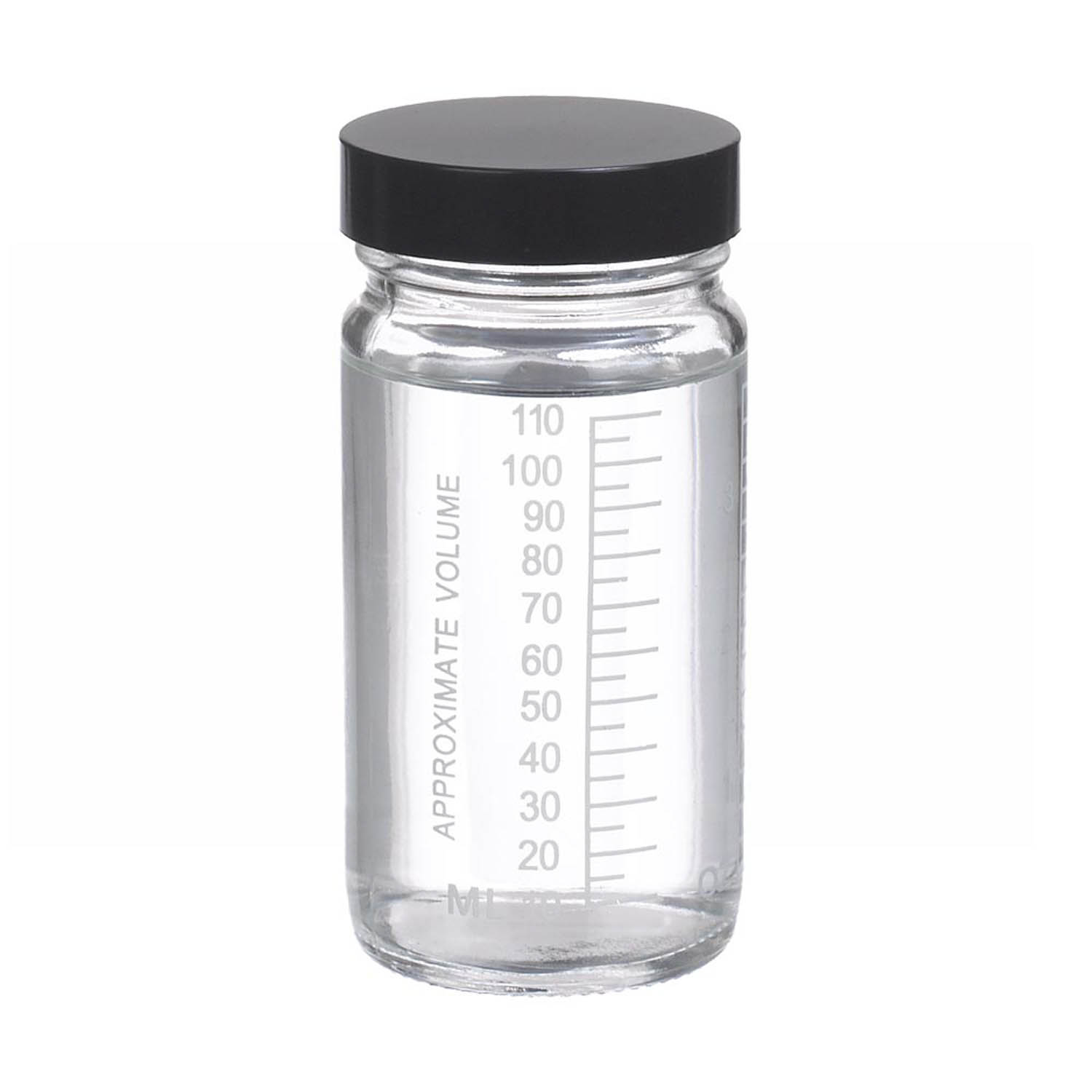 WHEATON 125mL 無色透明刻度瓶 黑色酚醛樹脂蓋 橡膠墊 24個/盒