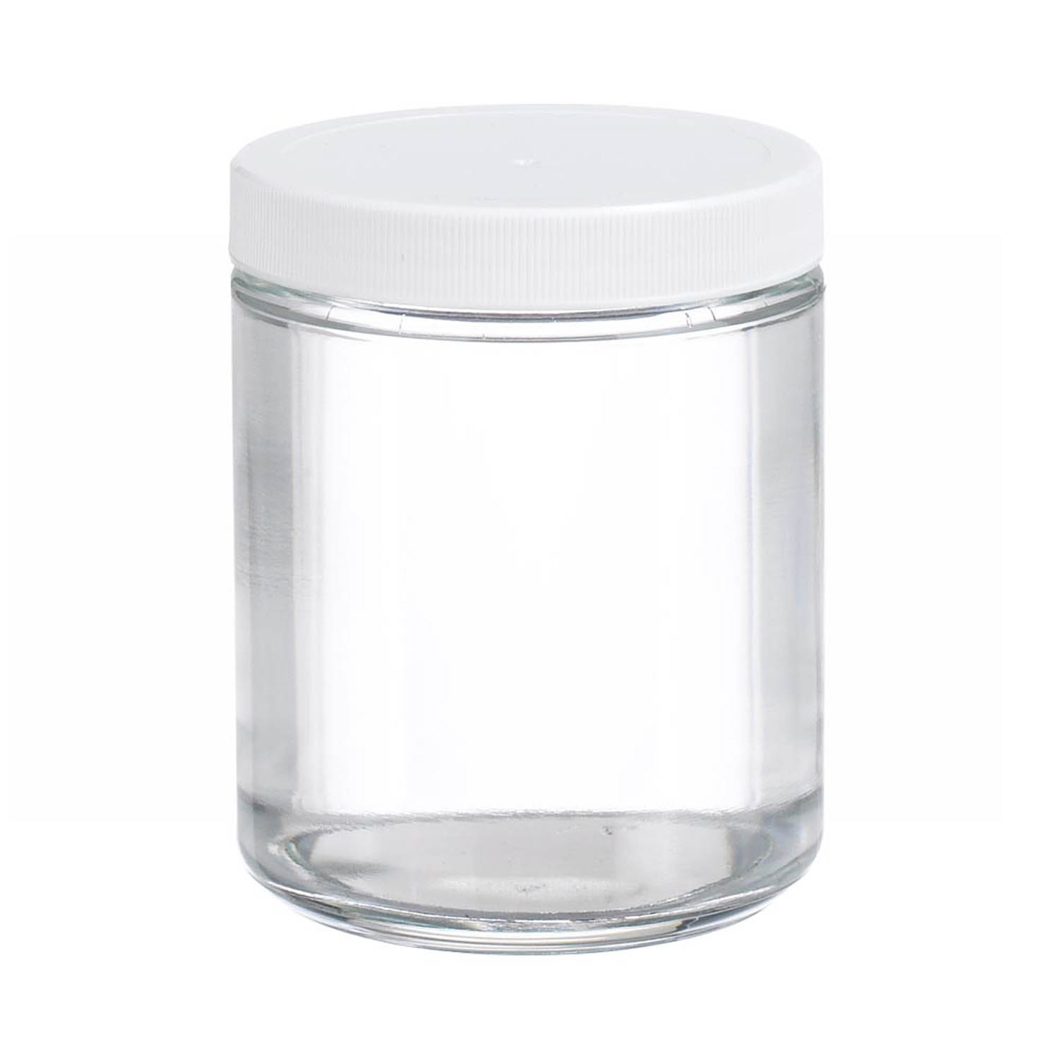 WHEATON 250mL 無色透明直邊罐 白色聚丙烯蓋 聚乙烯蓋墊 12個/盒