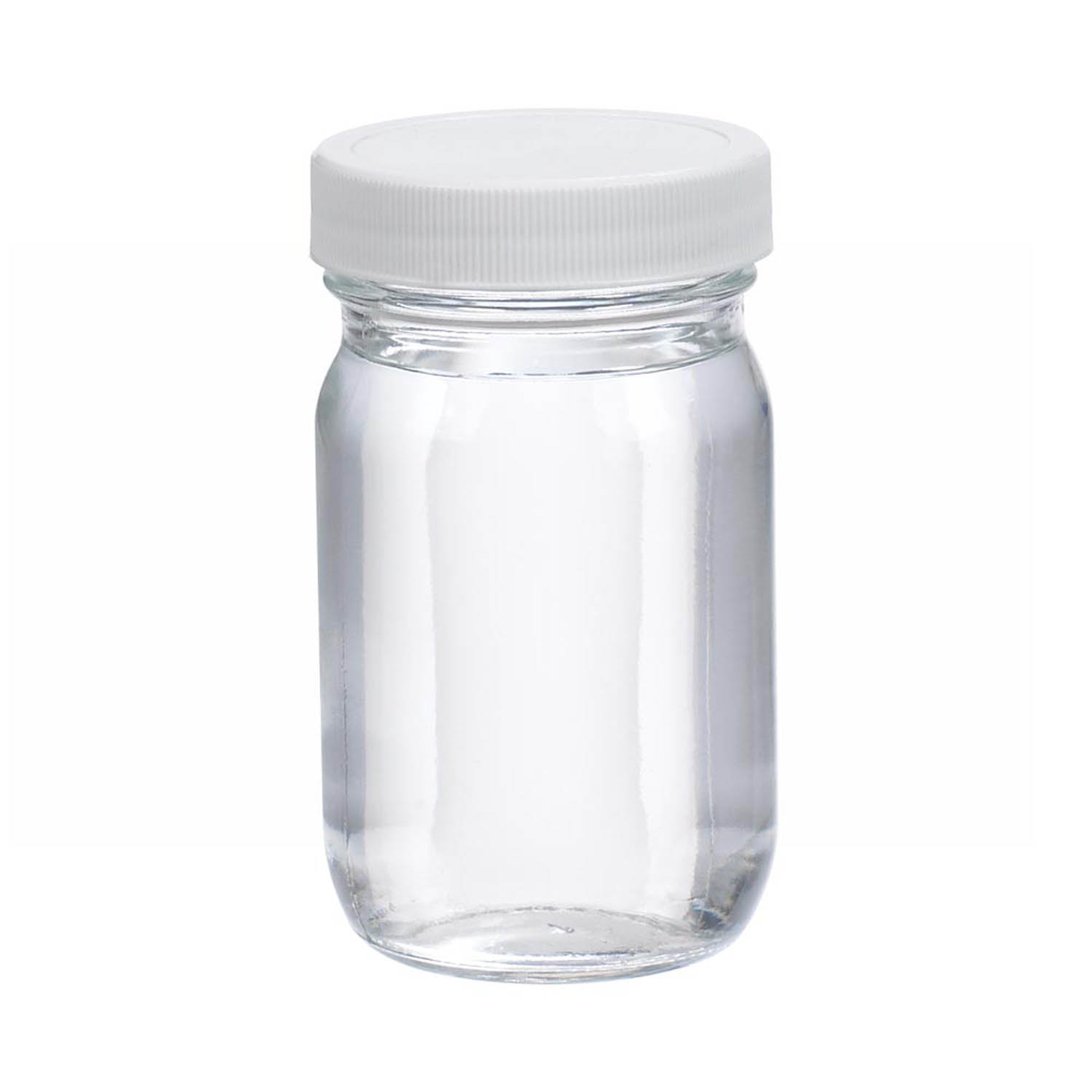 WHEATON 125mL 無色透明標準廣口瓶 白色聚丙烯蓋 聚乙烯蓋墊 24個/盒