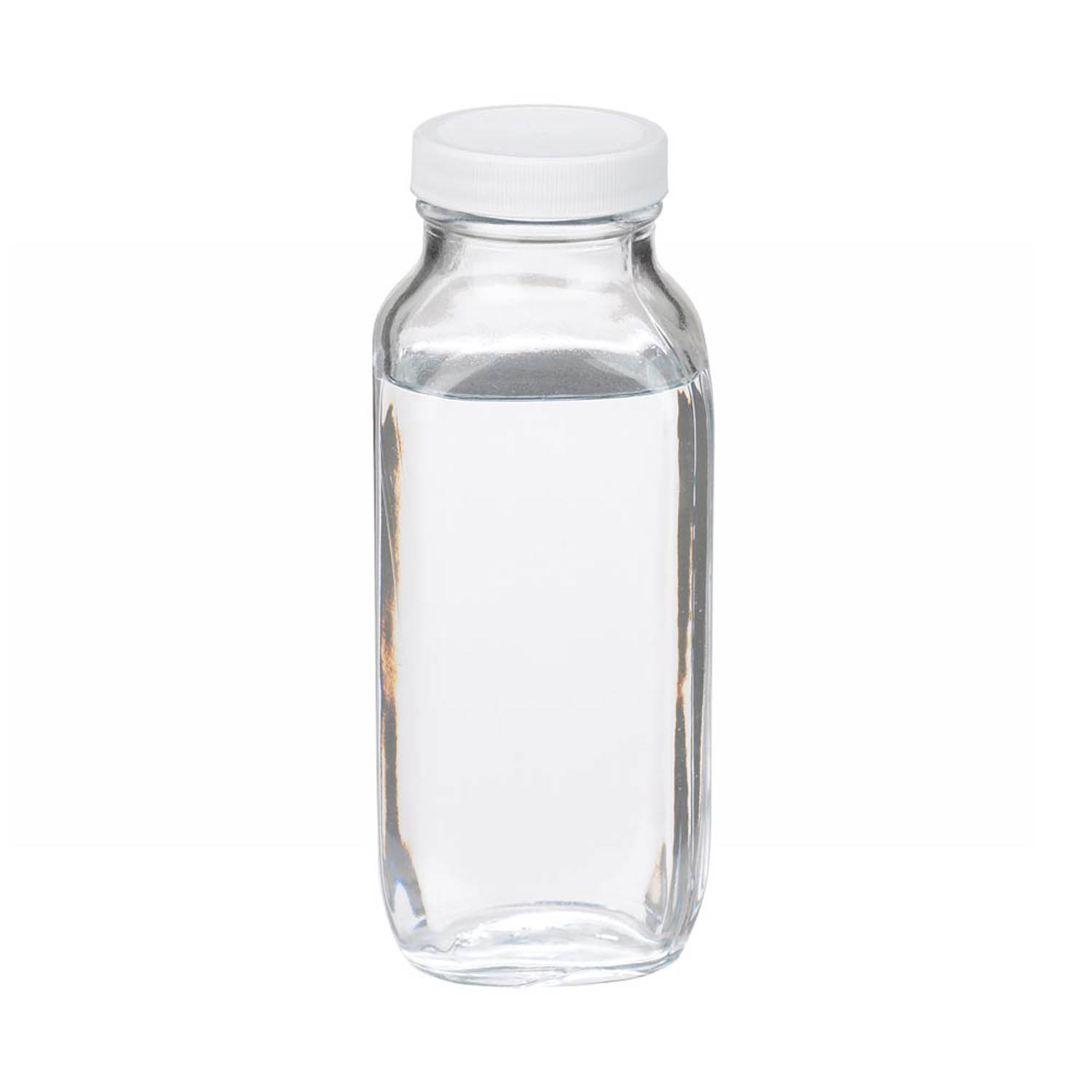 WHEATON 500mL 無色透明法國方形瓶 白色聚丙烯蓋 聚乙烯蓋墊 40個/盒