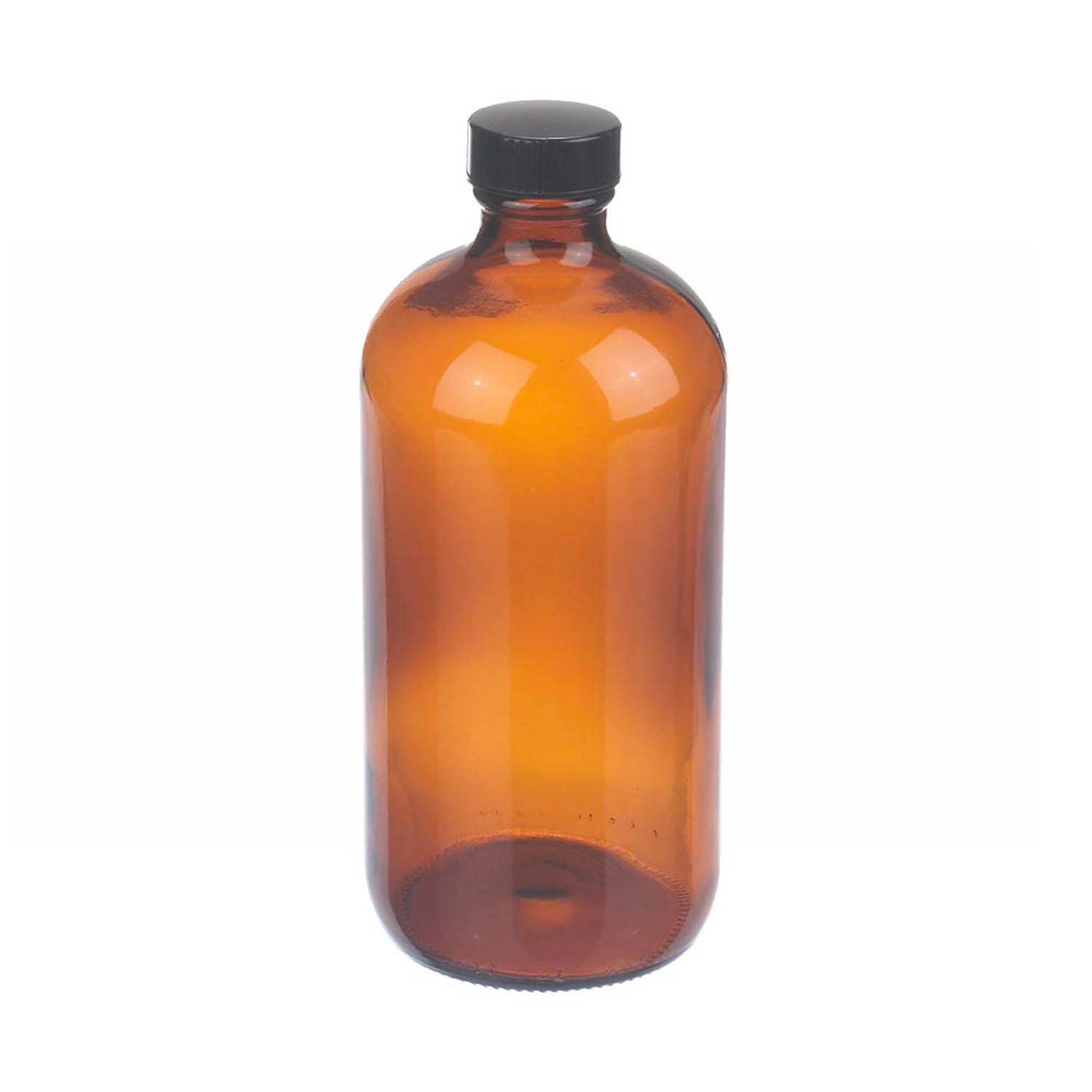 WHEATON 500mL 棕色波士頓圓形瓶 黑酚醛樹脂蓋 橡膠蓋墊 12個/盒