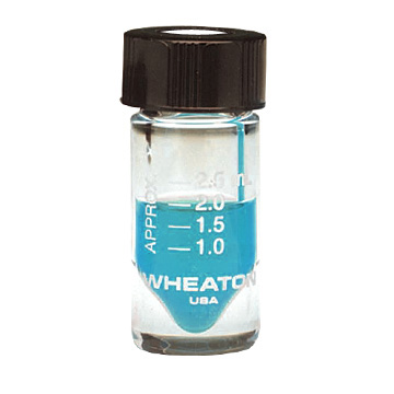 WHEATON 新一代小瓶 3.0 mL 無(wú)色透明 帶刻度 頂端開(kāi)口 黑色酚醛樹(shù)脂旋蓋 帶PTFE表面的硅樹(shù)脂蓋墊 12 個(gè)/盒